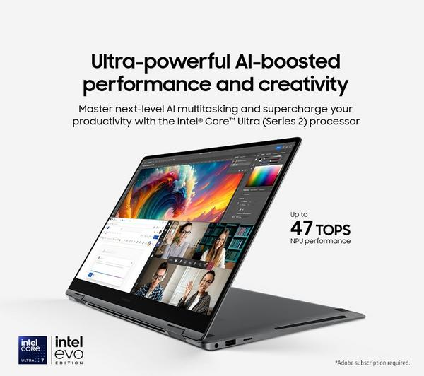Samsung Galaxy Book5 Pro 360 Grey laptop in a sleek design