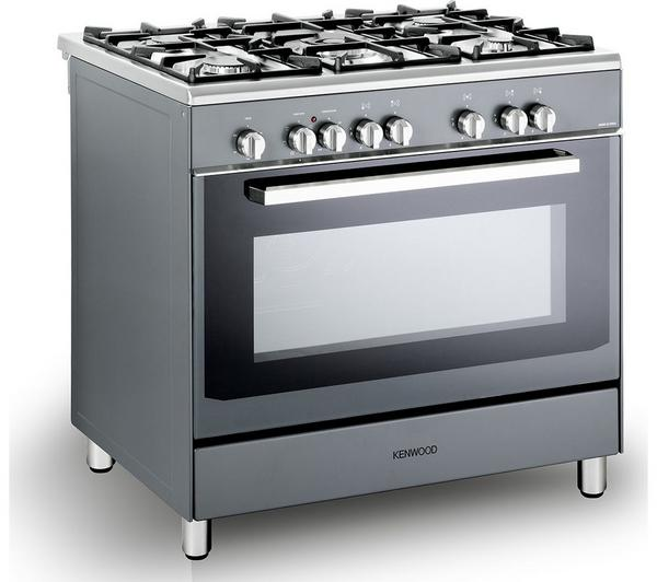 KENWOOD CK306SL 90cm Dual Fuel Slate Grey Range Cooker with 5 Gas Burners and Double Oven