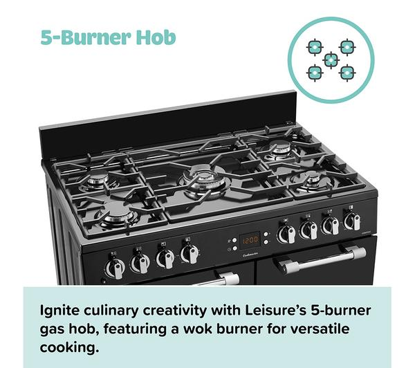 Leisure CC90F531K 90cm Dual Fuel Black Range Cooker with black finish