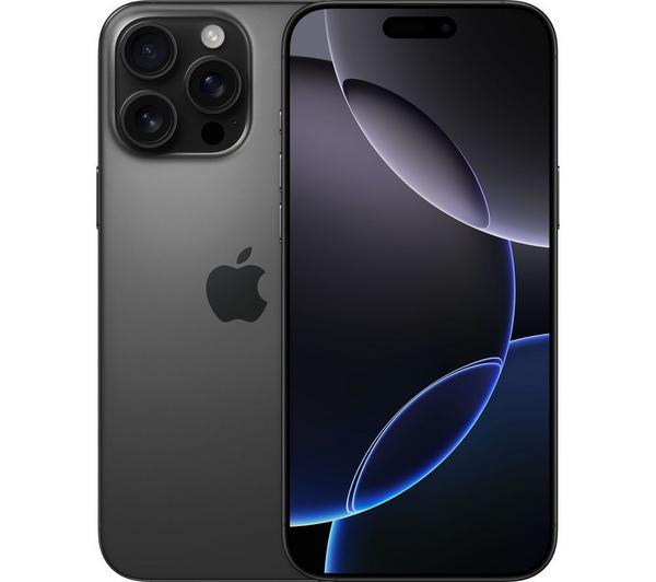 APPLE iPhone 16 Pro Max Black, front view, showcasing its advanced camera system.