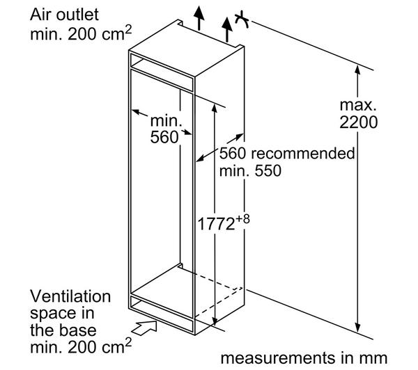 BOSCH Series 2 KIN85NFE0G Fridge Freezer with integrated design and fixed hinge