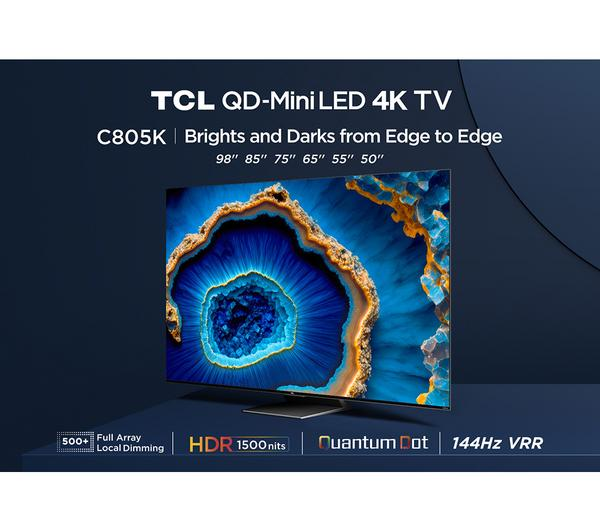 TCL 85C805K 85 inch Mini LED QLED TV showcasing vibrant colors and deep blacks.