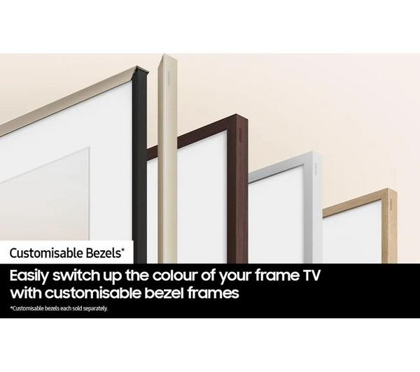 Samsung The Frame 75 inch QLED TV displaying vibrant artwork in a modern living room.