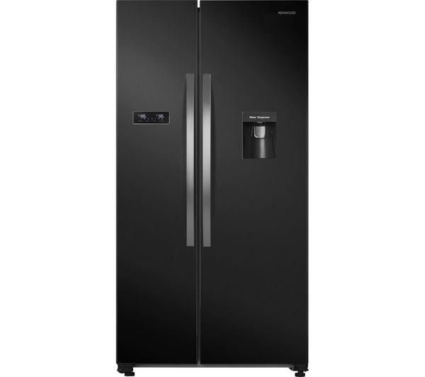 KENWOOD KSBSDB23 American Fridge Freezer in black finish, showcasing its modern design and ample storage.