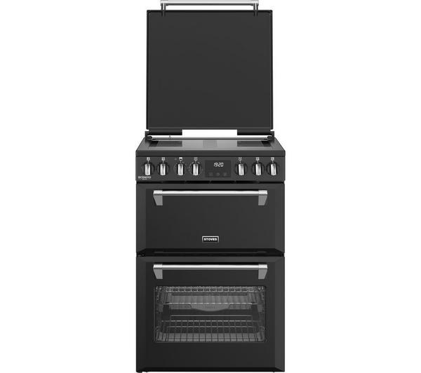 STOVES Richmond Deluxe 60Ei Black electric induction cooker with a sleek black finish.