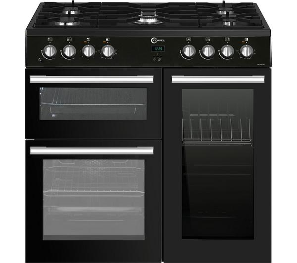 Flavel MLN9FRK 90cm Dual Fuel Black Range Cooker with a sleek black finish
