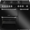 LEISURE PR100F530K Black Range Cooker with dual fuel hob and large oven capacity.