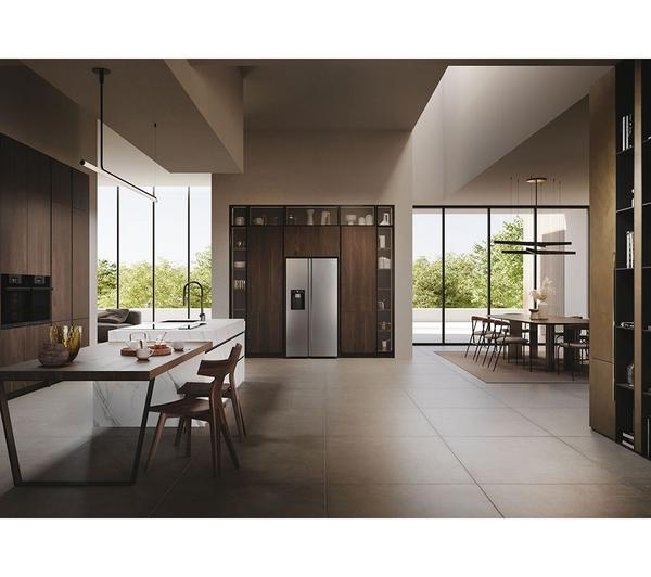 Haier HSW79F18CIMM Platinum Inox Fridge with sleek stainless steel finish and smart features.