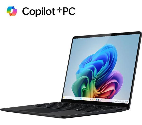 Microsoft Surface Laptop Copilot+ Black showcasing its premium build and vibrant display.