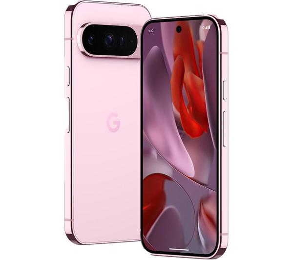Google Pixel 9 Pro 128GB Rose Quartz in a stunning rose quartz finish, showcasing its advanced camera system.