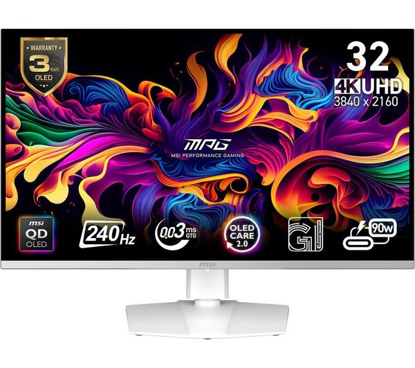 MSI MPG 321URXW 32 QD-OLED White Gaming Monitor with stunning QD-OLED display