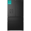 HISENSE PureFlat RF749N4SWFE Black Fridge with a sleek stainless steel exterior.