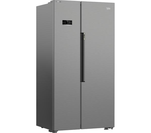 BEKO ASL1442VPS American Fridge Freezer with a sleek stainless steel finish.